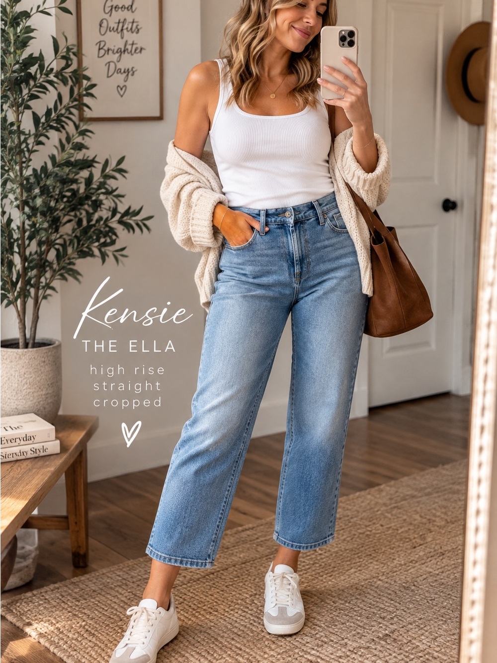 Kensie The Ella High Rise Straight Leg Cropped Jeans Size 10/30 Stretch